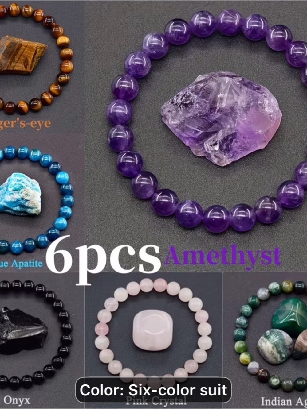6pcs Natural Stone Handmade Bracelet